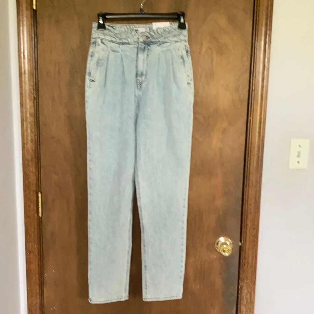 Relisting❌Super highrise straight woven denim jean pant quilted design waistband - Picture 4 of 17